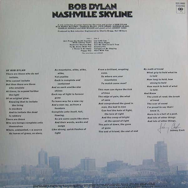 Bob Dylan : Nashville Skyline (LP, Album, RE, RP, Pit)