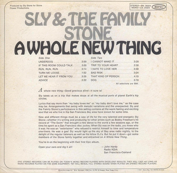 Sly & The Family Stone : A Whole New Thing (LP, Album, Pit)