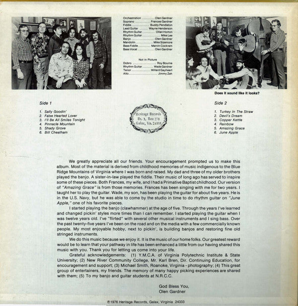 Olen And Frances Gardner Featuring Wayne Henderson (3), Buddy Pendleton : Olen & Frances Gardner (LP, Album)