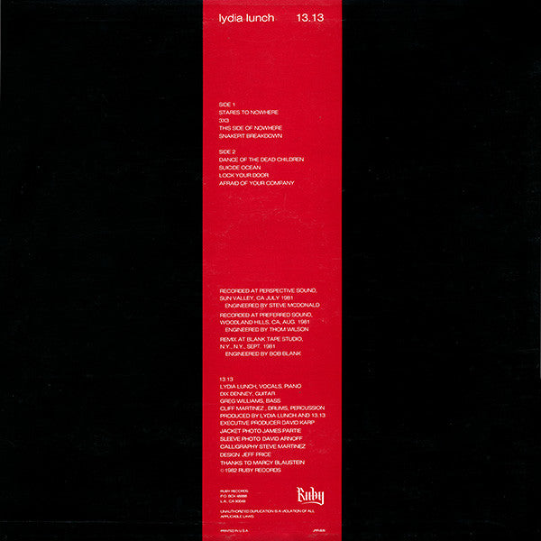 Lydia Lunch / 13.13 : 13.13 (LP, Album)