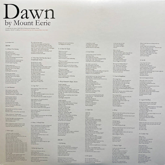 Mount Eerie : Dawn (LP, Album, RP, Whi)
