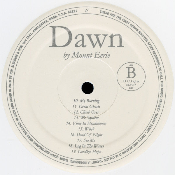 Mount Eerie : Dawn (LP, Album, RP, Whi)