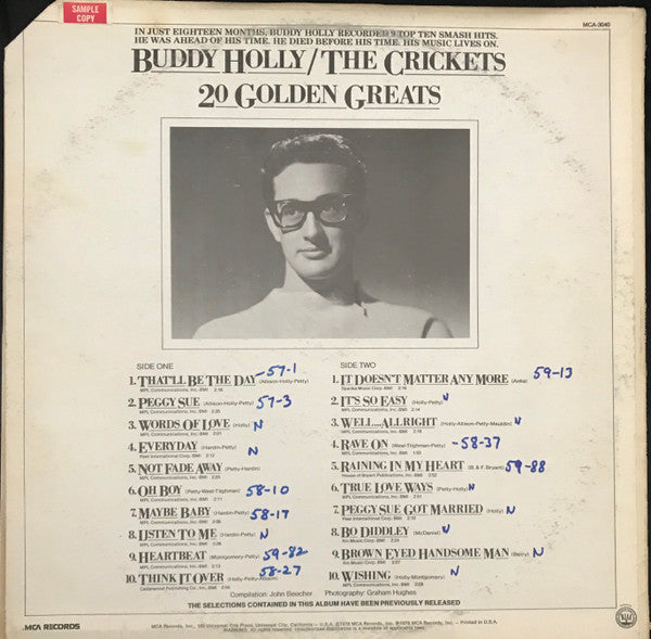 Buddy Holly / The Crickets (2) : 20 Golden Greats (LP, Comp)