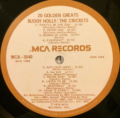 Buddy Holly / The Crickets (2) : 20 Golden Greats (LP, Comp)