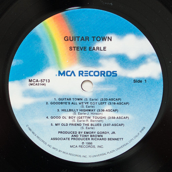 Steve Earle : Guitar Town (LP, Album, Pin)