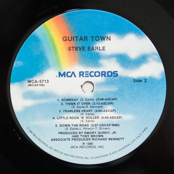 Steve Earle : Guitar Town (LP, Album, Pin)