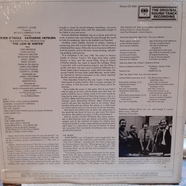 John Barry : The Lion In Winter (Original Motion Picture Soundtrack) (LP)
