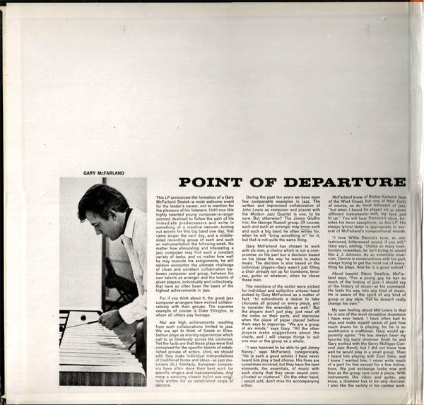 The Gary McFarland Sextet : Point Of Departure (LP, Album, RE)