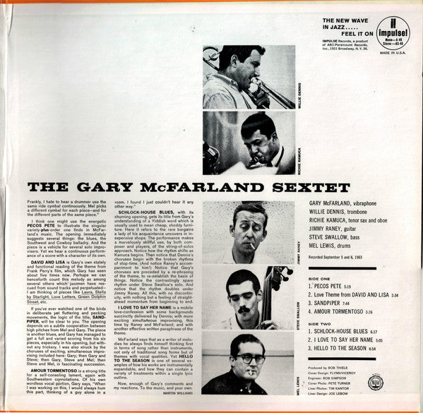 The Gary McFarland Sextet : Point Of Departure (LP, Album, RE)