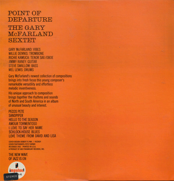 The Gary McFarland Sextet : Point Of Departure (LP, Album, RE)