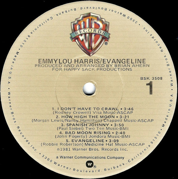 Emmylou Harris : Evangeline (LP, Album, Jac)