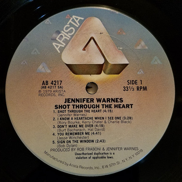 Jennifer Warnes : Shot Through The Heart (LP, Album, San)
