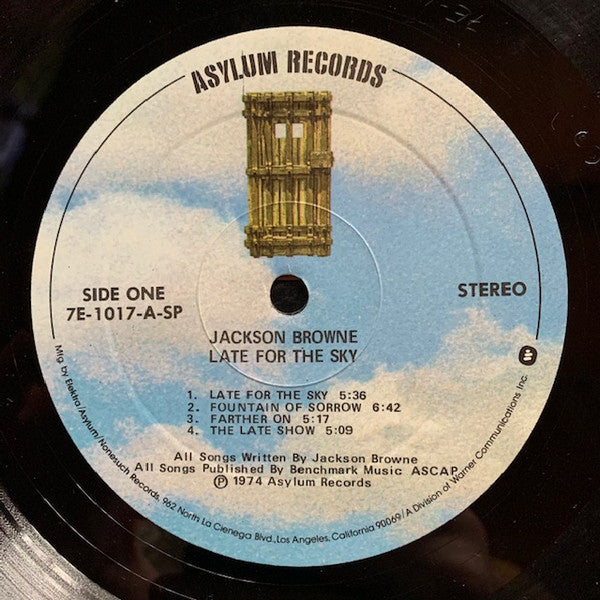 Jackson Browne : Late For The Sky (LP, Album, RP)
