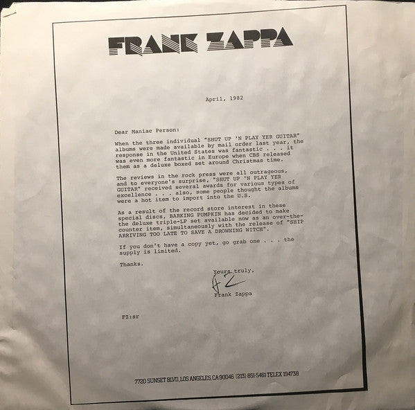 Zappa* : Ship Arriving Too Late To Save A Drowning Witch (LP, Album, Ter)