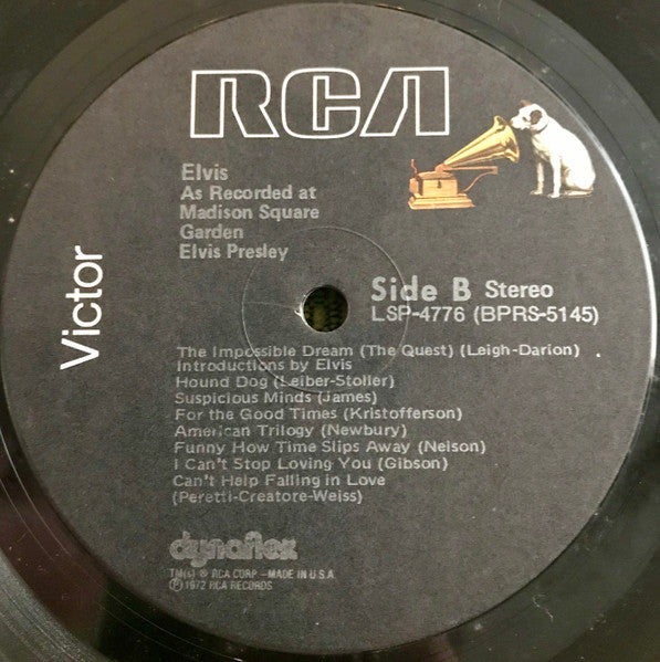 Elvis Presley : Elvis As Recorded At Madison Square Garden (LP, Album, RE)