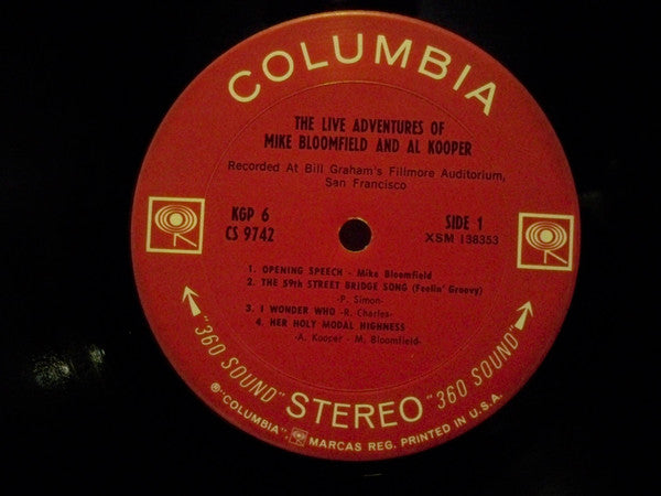 Mike Bloomfield And Al Kooper : The Live Adventures Of Mike Bloomfield And Al Kooper (2xLP, Album, Pit)
