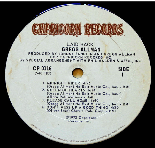 Gregg Allman : Laid Back (LP, Album, Gat)