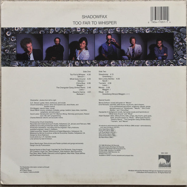 Shadowfax : Too Far To Whisper (LP, Album, RM, RP, EMW)