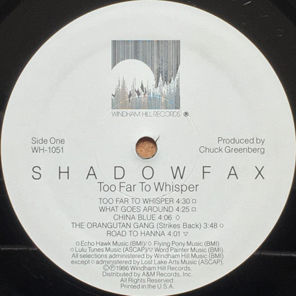 Shadowfax : Too Far To Whisper (LP, Album, RM, RP, EMW)