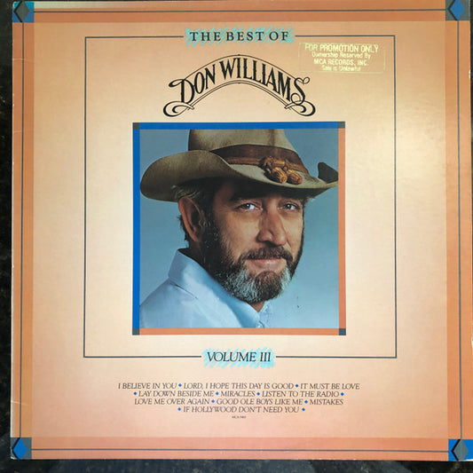 Don Williams (2) : The Best Of Don Williams, Volume III (LP, Comp, Pin)