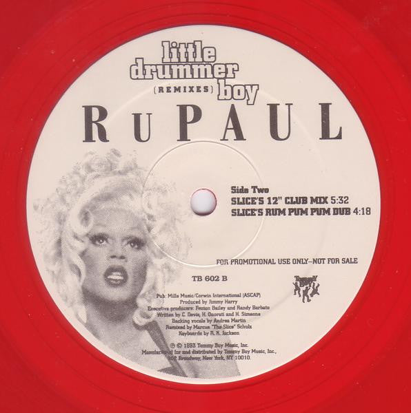 RuPaul : Little Drummer Boy (Remixes) (12", Promo, Red)