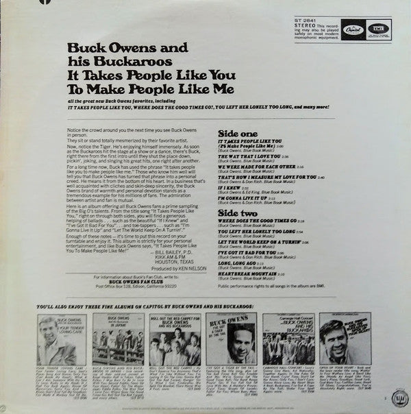 Buck Owens And The Buckaroos* : It Takes People Like You To Make People Like Me (LP, Album, Scr)