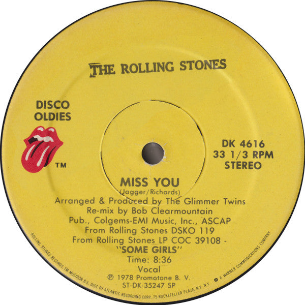 The Rolling Stones : Miss You / Hot Stuff (12")