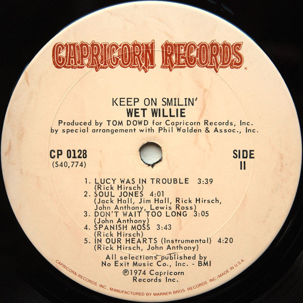 Wet Willie : Keep On Smilin' (LP, Album, San)
