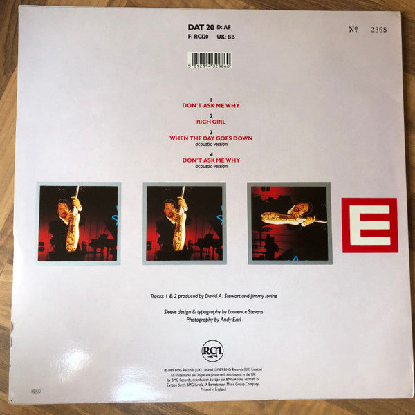 Eurythmics : Don't Ask Me Why (12", Ltd, Num, Pos)