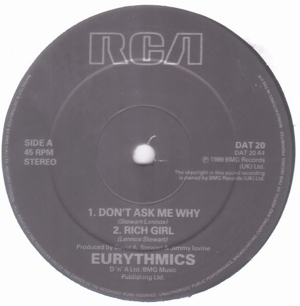 Eurythmics : Don't Ask Me Why (12", Ltd, Num, Pos)