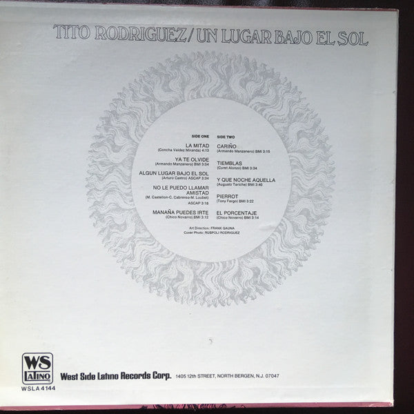 Tito Rodriguez : Un Lugar Bajo El Sol (LP, Album, RE)