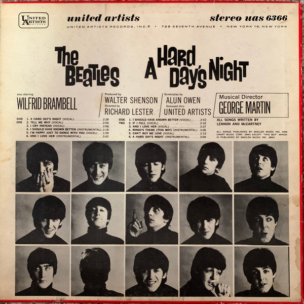 The Beatles : A Hard Day's Night (Original Motion Picture Sound Track) (LP, Album, Pit)