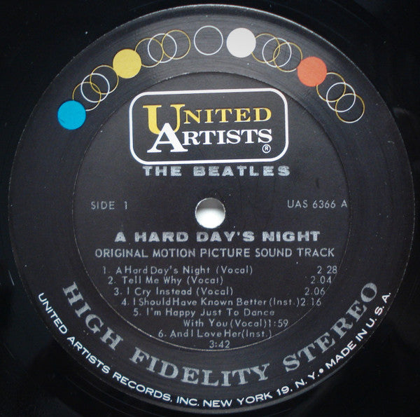 The Beatles : A Hard Day's Night (Original Motion Picture Sound Track) (LP, Album, Pit)