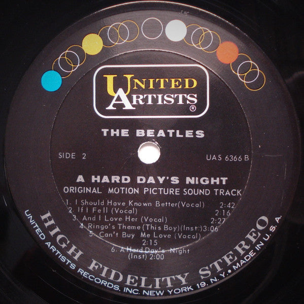 The Beatles : A Hard Day's Night (Original Motion Picture Sound Track) (LP, Album, Pit)