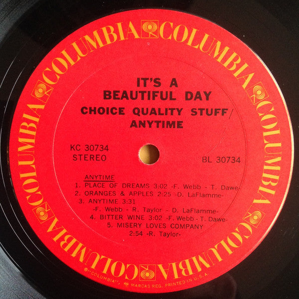 It's A Beautiful Day : Choice Quality Stuff / Anytime (LP, Album, San)