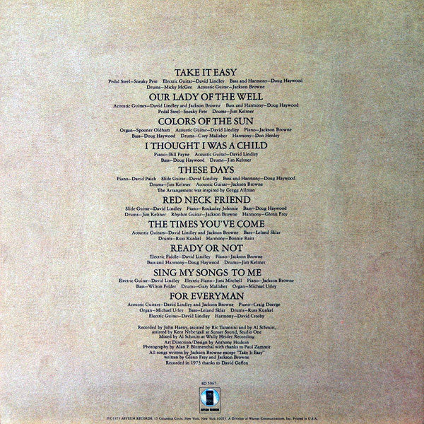 Jackson Browne : For Everyman (LP, Album, San)