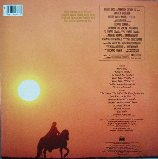 Andrew Powell & The Philharmonia Orchestra* : Ladyhawke (Original Motion Picture Soundtrack) (LP, Album)