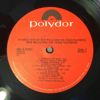 Bob Wills And His Texas Playboys* : 24 Great Hits By Bob Wills And His Texas Playboys (2xLP, Comp, aut)