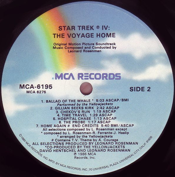 Leonard Rosenman : Star Trek IV: The Voyage Home (Original Motion Picture Soundtrack) (LP, Album, Glo)