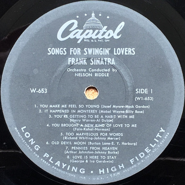 Frank Sinatra : Songs For Swingin' Lovers (LP, Album, Mono, RP, Scr)