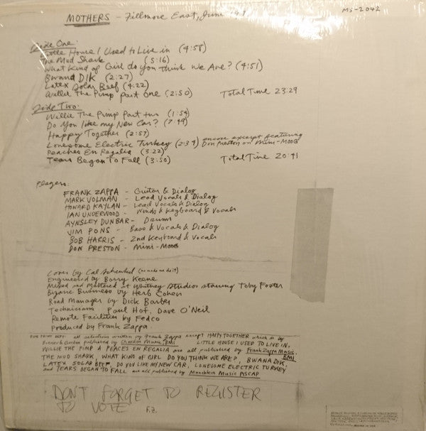 The Mothers : Fillmore East - June 1971 (LP, Album, RE)
