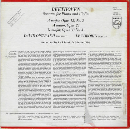 Beethoven*, David Oistrakh*, Lev Oborin : Sonatas For Piano And Violin (A Major Opus 12, No. 2 / A Minor Opus 23 / G Major Opus 30, No. 3) (LP, Comp)