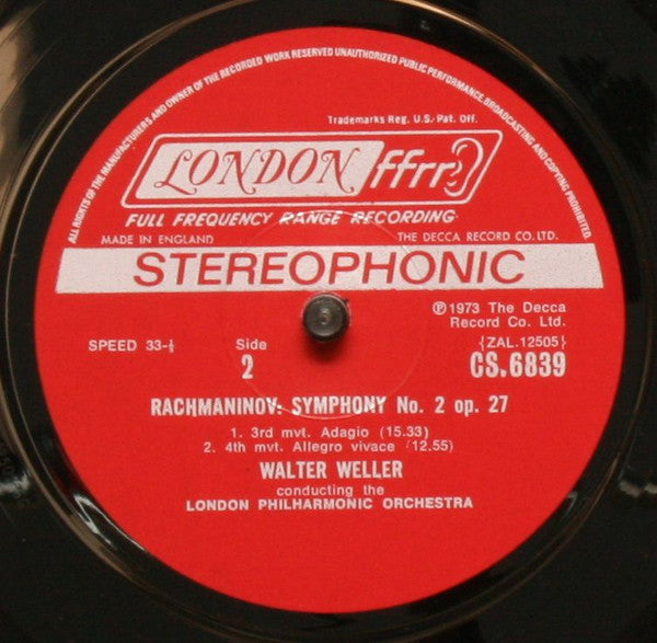 Rachmaninov*, The London Philharmonic Orchestra*, Walter Weller : Symphony Number 2. (LP)