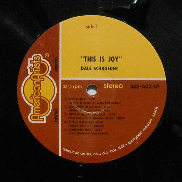 Dale Schroeder : This Is Joy (LP, Album)