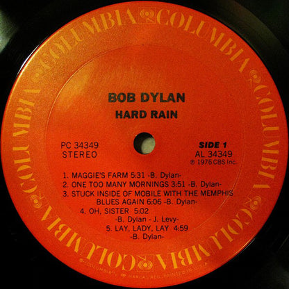 Bob Dylan : Hard Rain (LP, Album, Pit)