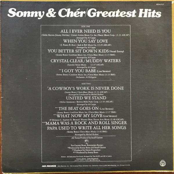 Sonny & Cher : Greatest Hits (LP, Comp, Glo)