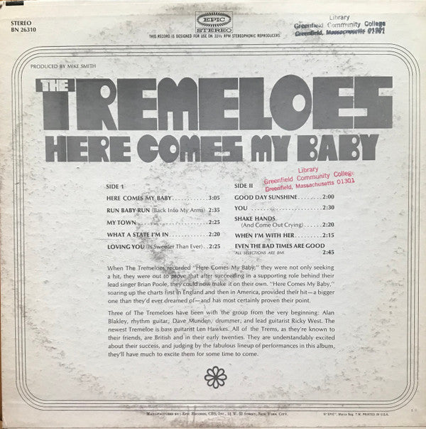 The Tremeloes : Here Comes My Baby (LP, Album, Pit)