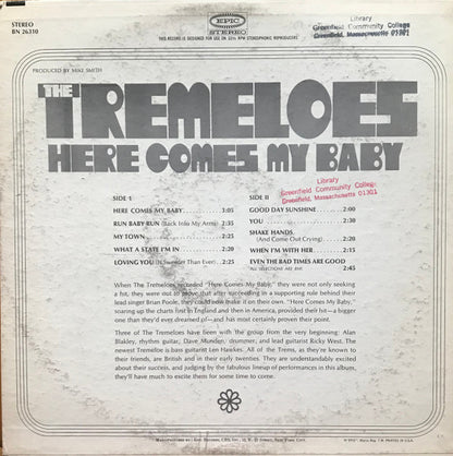 The Tremeloes : Here Comes My Baby (LP, Album, Pit)