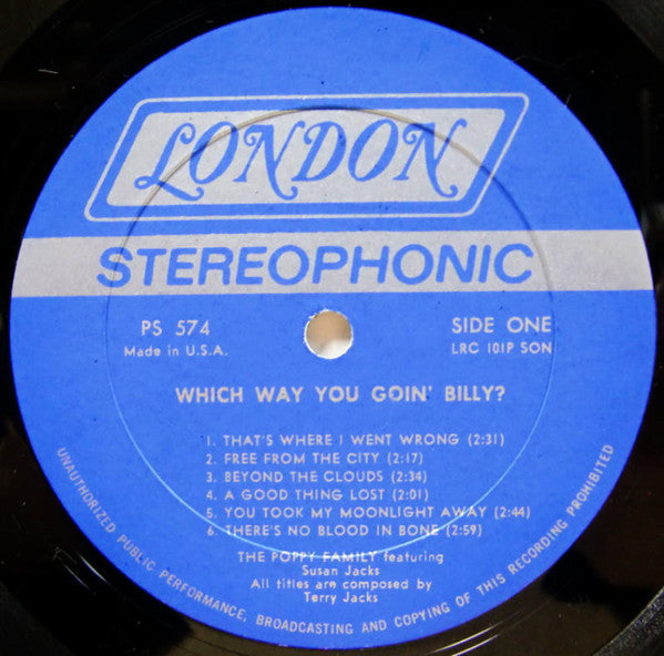 The Poppy Family Featuring Susan Jacks : Which Way You Goin' Billy? (LP, Album, SON)