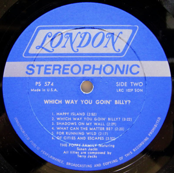 The Poppy Family Featuring Susan Jacks : Which Way You Goin' Billy? (LP, Album, SON)